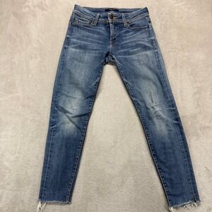 Fidelity Jeans Women's 25 Skinny Mila Low Rise Raw Hem 9 year Aged Wash USA Made